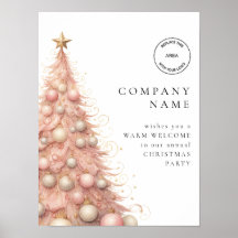 Rose Gold Tree Welcome Staff Christmas Party Logo