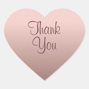 Rose Gold Trend Colour Template Thank You Text Heart Sticker