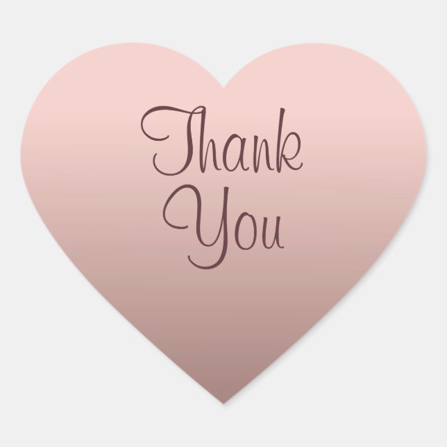 Rose Gold Trend Colour Template Thank You Text Heart Sticker (Front)