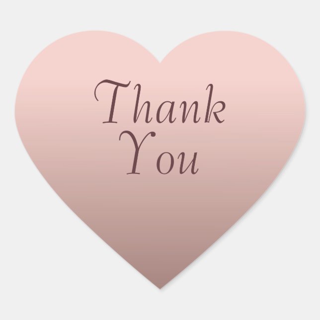 Rose Gold Trendy Template Thank You Text Heart Sticker (Front)