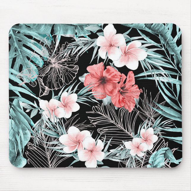 Rose Gold Tropical Botanical Island Paradise Chic Mouse Mat (Front)