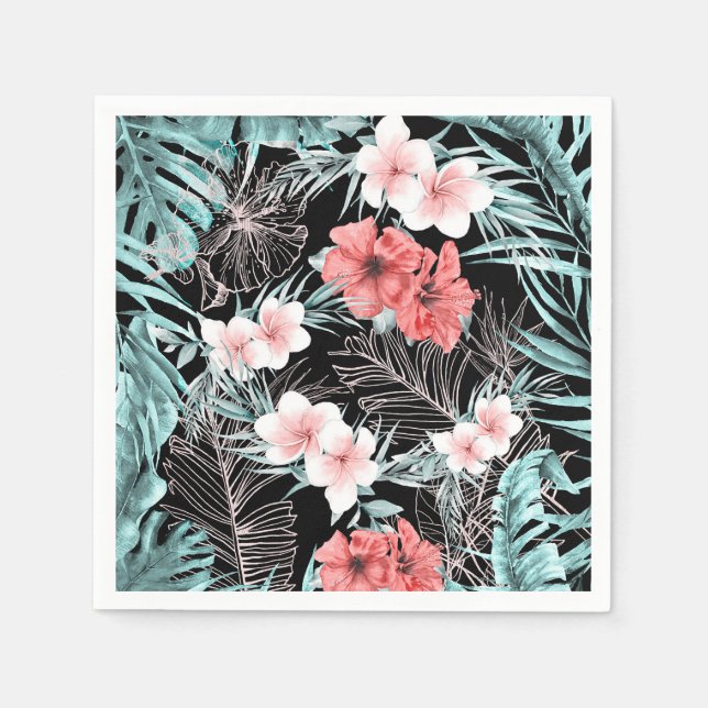 Rose Gold Tropical Elegant Botanical Island Luau Napkin (Front)