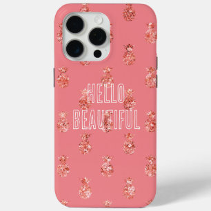 Rose Gold Tropical Glitter Pineapples iPhone 15 Pro Max Case