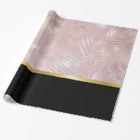 Rose Gold Tropical Leaves with Black Border