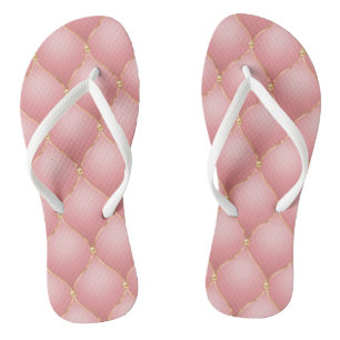 Rose Gold Tufted Flip Flops