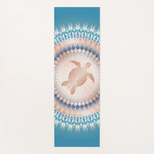 Rose Gold Turquoise Turtle Mandala Yoga Mat