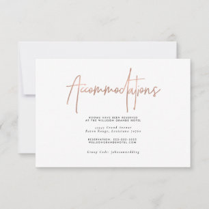 Rose Gold Typography Accommodations Enclosure Card