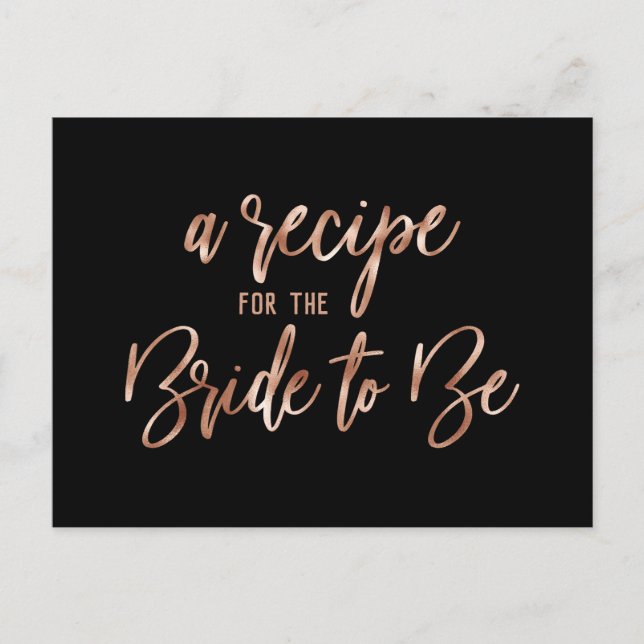 Rose Gold Typography Bridal Shower Recipe Card (Front)