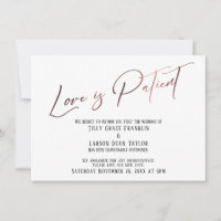 Rose Gold Typography Love is Patient Wedding Delay