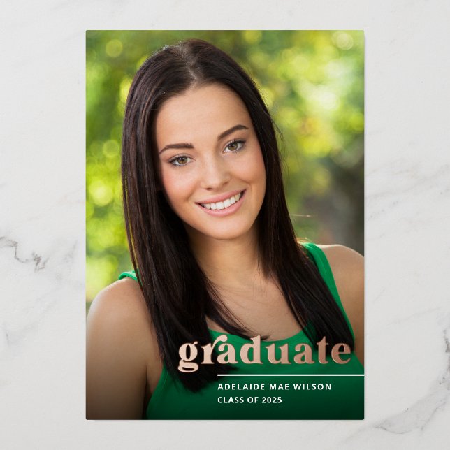 Rose Gold Typography Photo Graduation Party (Front)