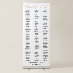 Rose Gold Typography Seating Chart 170 Names Retractable Banner