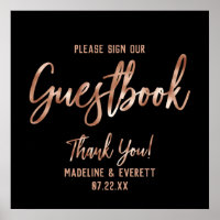 Rose Gold Typography Sign Our Guestbook Table Sign