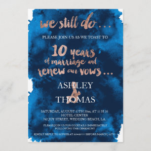 Rose gold typography vow renewal 10th anniversary invitation