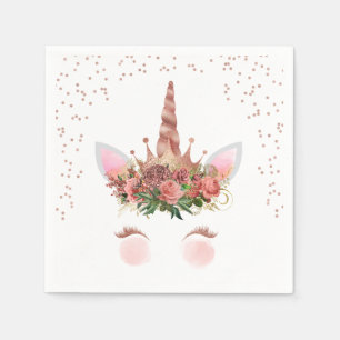 Rose Gold Unicorn Princess Napkin