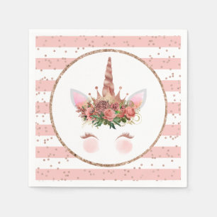 Rose Gold Unicorn Princess Napkin