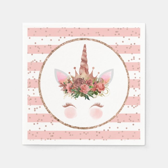 Rose Gold Unicorn Princess Napkin (Front)