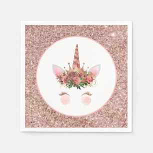 Rose Gold Unicorn Princess Napkin
