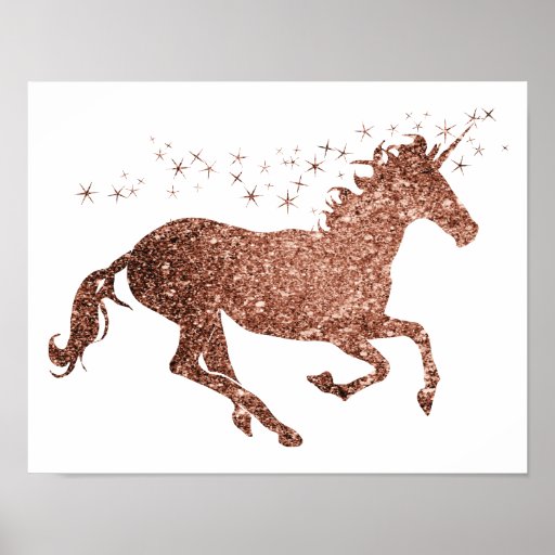 Rose Gold Unicorn Sparkle Poster