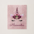 Rose Gold Unicorn Sparkle Princess Monogram Name