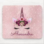 Rose Gold Unicorn Sparkle Princess Monogram Name Mouse Mat<br><div class="desc">Blush Pink and Rose Gold Princess Unicorn Sparkle Princess Monogram Name and Initial Mouse pad for School or a Gift. This mousepad is perfect for going back to school.</div>