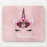 Rose Gold Unicorn Sparkle Princess Monogram Name Mouse Mat<br><div class="desc">Blush Pink and Rose Gold Princess Unicorn Sparkle Princess Monogram Name and Initial Mouse pad for School or a Gift. This mousepad is perfect for going back to school.</div>