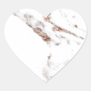 Rose gold vein marble heart sticker