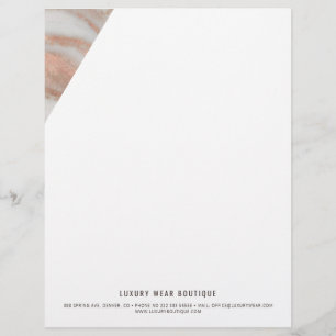 Rose gold veined marble stone business office custom letterhead