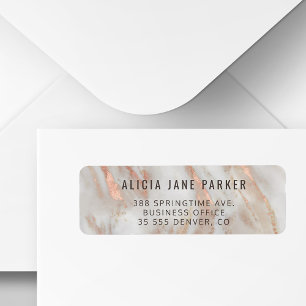 Rose gold veined marble stone return address