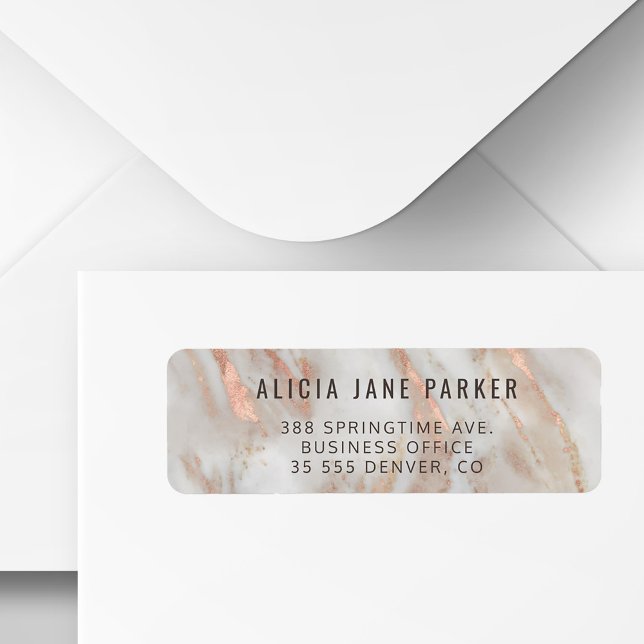 Rose gold veined marble stone return address (Creator Uploaded)