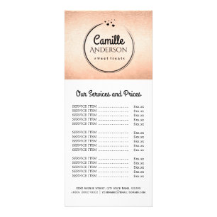 Rose Gold Versatile Price List Rack Card