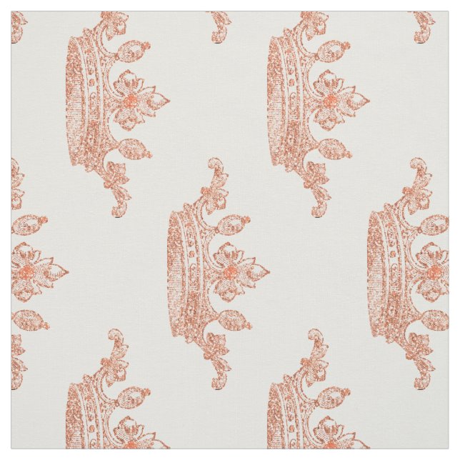 Rose Gold Vintage Crown Pattern Fabric (Swatch)