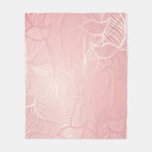 Rose gold vintage Damask Fleece Blanket