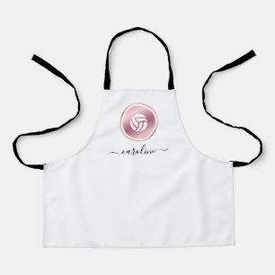 Rose Gold Volleyball Cute Girly Name Sport Theme  Apron