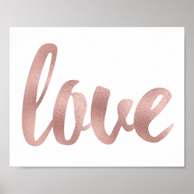 Rose gold wall art, foil font poster (Front)