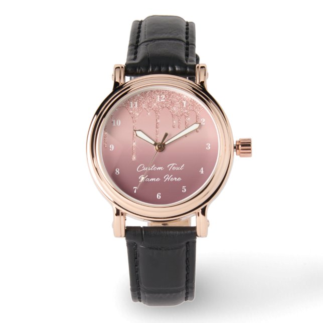 Rose Gold Watch with Custom Text Name (Front)