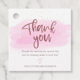 Rose Gold Watercolor Bridal Shower Thank You Favour Tags