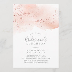 Rose Gold Watercolor Bridesmaids Luncheon Invitation