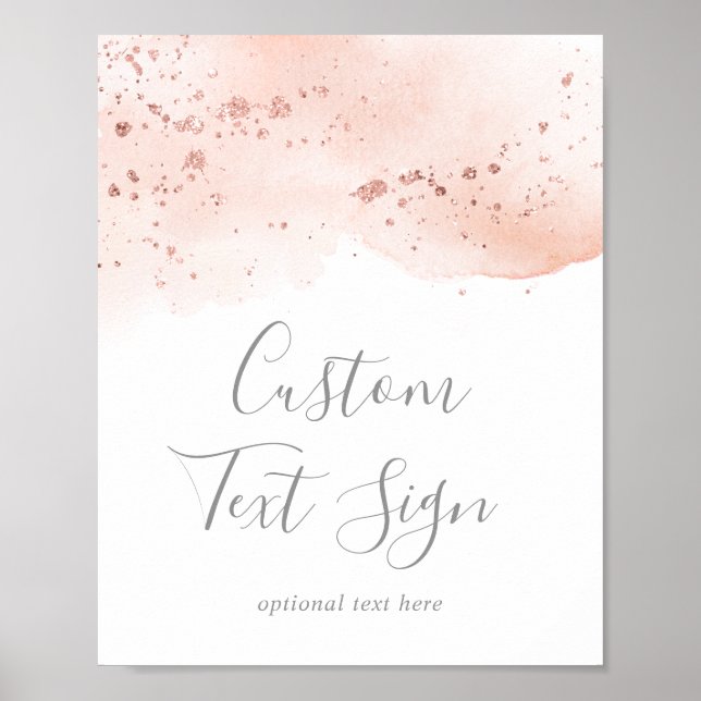 Rose Gold Watercolor Custom Text Sign (Front)