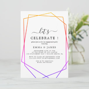 Rose Gold Watercolor Geometric Let's Celebrate  Invitation