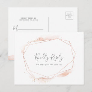 Rose Gold Watercolor Geometric Menu Choice RSVP