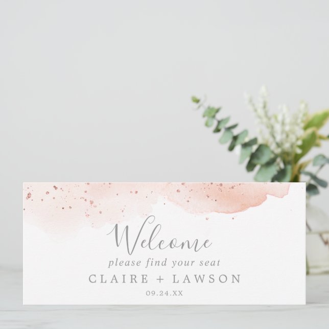 Rose Gold Watercolor Hanging Seating Chart Header (Standing Front)