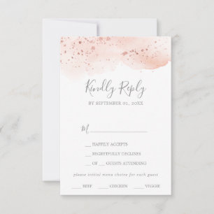 Rose Gold Watercolor Menu Choice RSVP Card