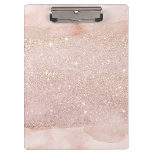 Rose Gold Watercolor Shimmer Glitter Clipboard