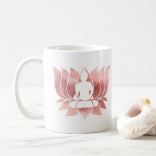 Rose Gold Watercolor Texture Buddha Meditation Zen Coffee Mug