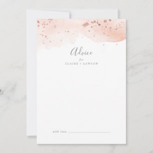 Rose Gold Watercolor Wedding Advice Card