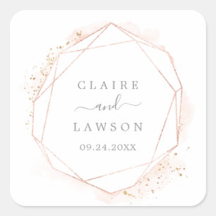 Rose Gold Watercolor Wedding Envelope Seals