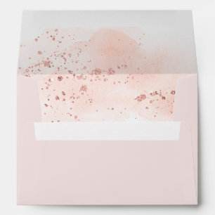 Rose Gold Watercolor Wedding Invitation Envelope