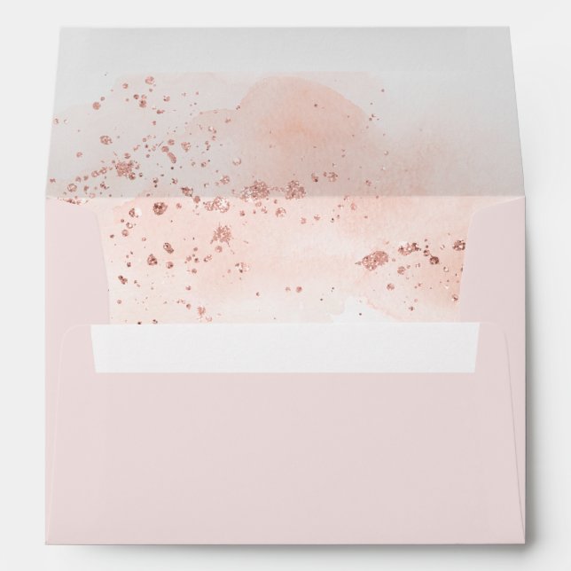 Rose Gold Watercolor Wedding Invitation Envelope (Back (Bottom))