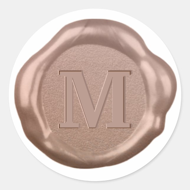 Rose Gold Wax seal Sticker monogram, (Front)