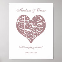 Rose Gold We Created You in Pairs Nikkah Poster